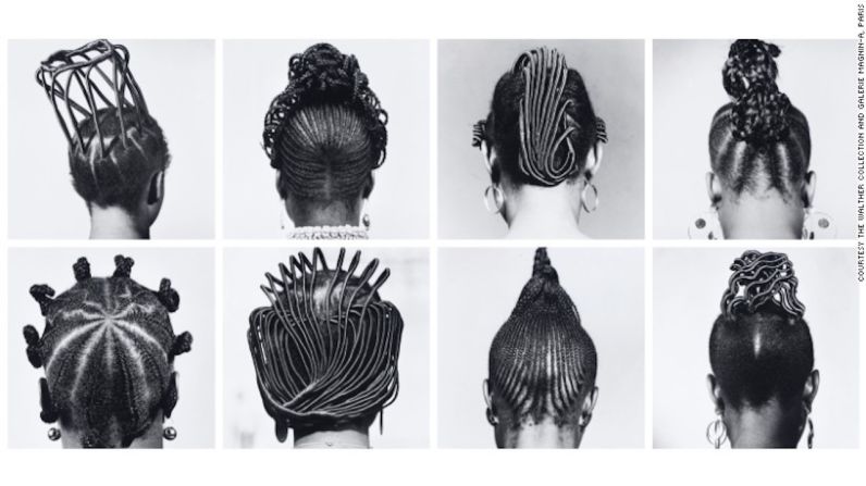 De la serie “Peinados sin título” (1970-1979) de J.D. 'Okhai Ojeikere — La gran serie de fotografías “Hairstyles” del nigeriano J.D. 'Okhai Ojeikere empezó como un proyecto propio en 1970 y se convirtió en uno de los archivos visuales más memorables de la transición poscolonial de Nigeria. Durante cuatro décadas él ha tomado más de 1.000 imágenes de peinados arquitectónicos, metáforas íntimas del desarrollo y la cultura del país.