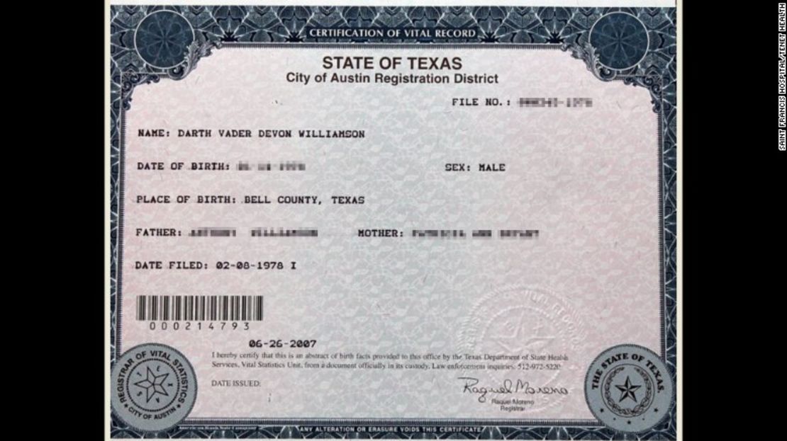 ¿Necesitas pruebas? Este es el certificado de nacimiento de Williamson.