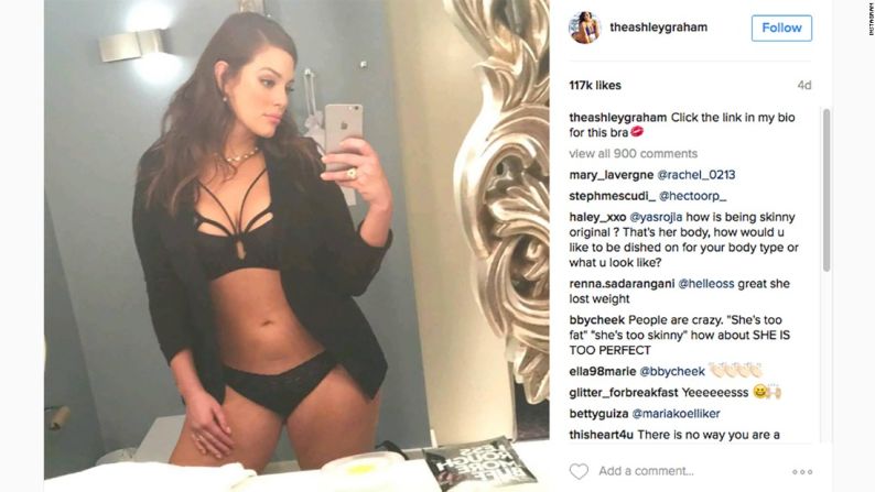 Algunos fanáticos criticaron a la modelo de tallas grandes Ashley Graham por perder peso, después de que publicó nuevas imágenes en su cuenta de Instagram en julio pasado.