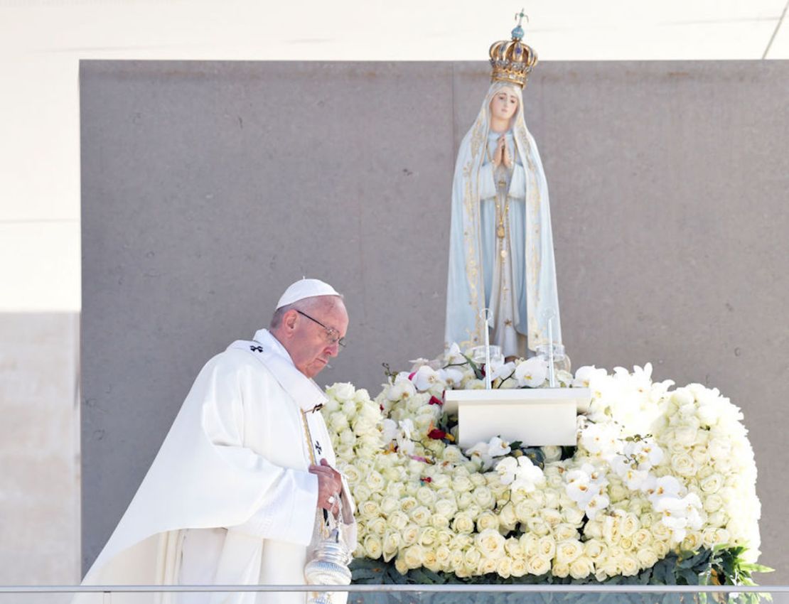 El papa Francisco en el Santuario de Nuestra Señora de Fátima en Portugal.