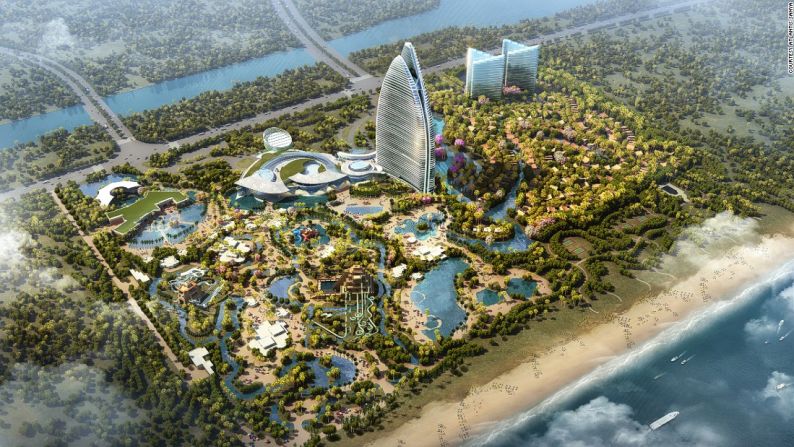 Atlantis Resort Sanya (Sanya, China) — Con vista al Mar del Sur del China, el Atlantis Sanya es un complejo acuático y hotelero de 1.600 millones de dólares al lado de la playa, similar a otros exitosos Atlatins Resorts en Dubai y en las Bahamas.