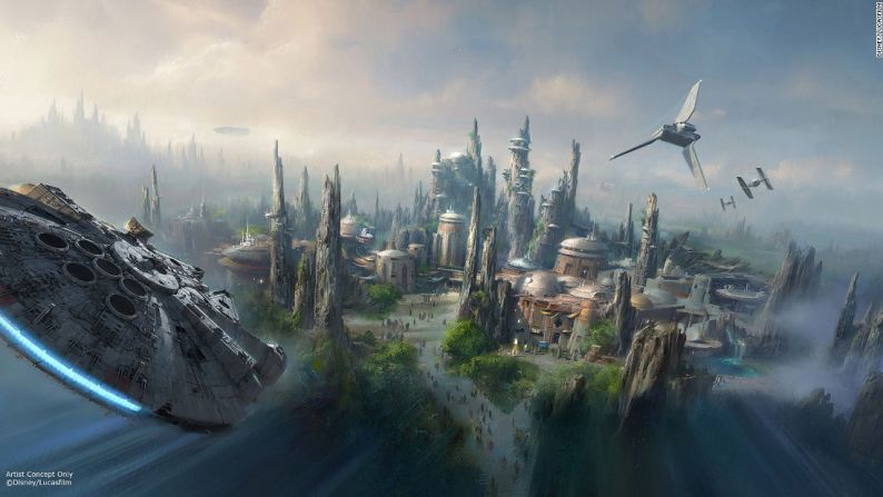 Star Wars land, Disney (Florida y California) — El director ejecutivo de Disney, Bob Iger, dijo en el evento de la compañía, D23 Expo, que el “asombroso nuevo mundo” será el “más grande, y la mayor expansión temática” de Disney.