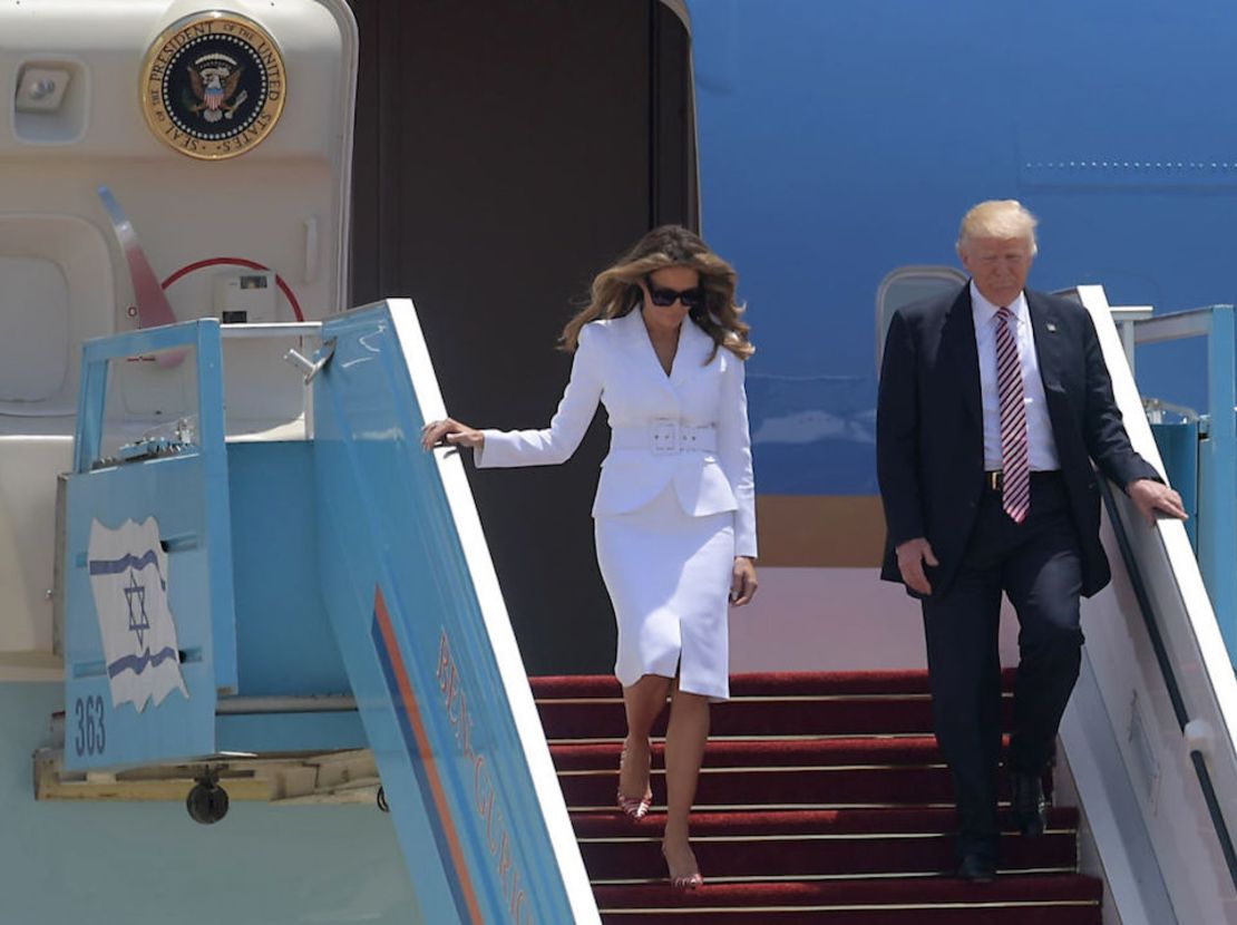 Donald Trump y Melania Trump a su llegada a Tel Aviv