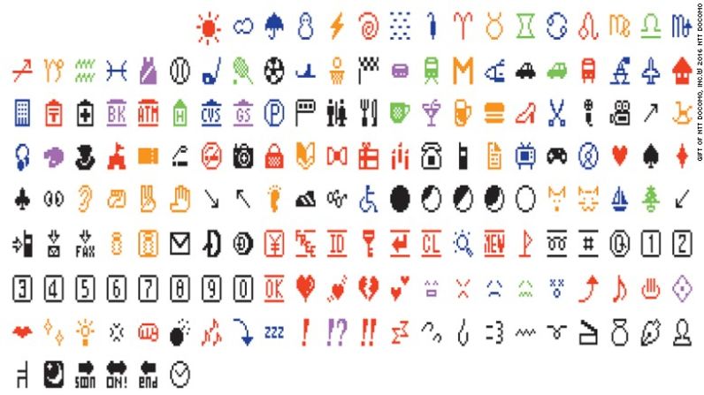 Emoji (los 176 símbolos originales), 1999 por Shigetaka Kurita — En 2016, MoMA agregó los emojis a su colección permanente, más específicamente los 176 emojis creados por el ingeniero japonés Shigetaka Kurita en 1999.