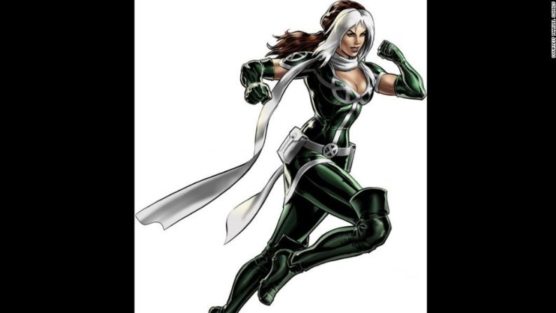 Rogue es otra de las superheroínas de X-Men. Su nombre real es Anna Marie y apareció por primera vez en 1981.