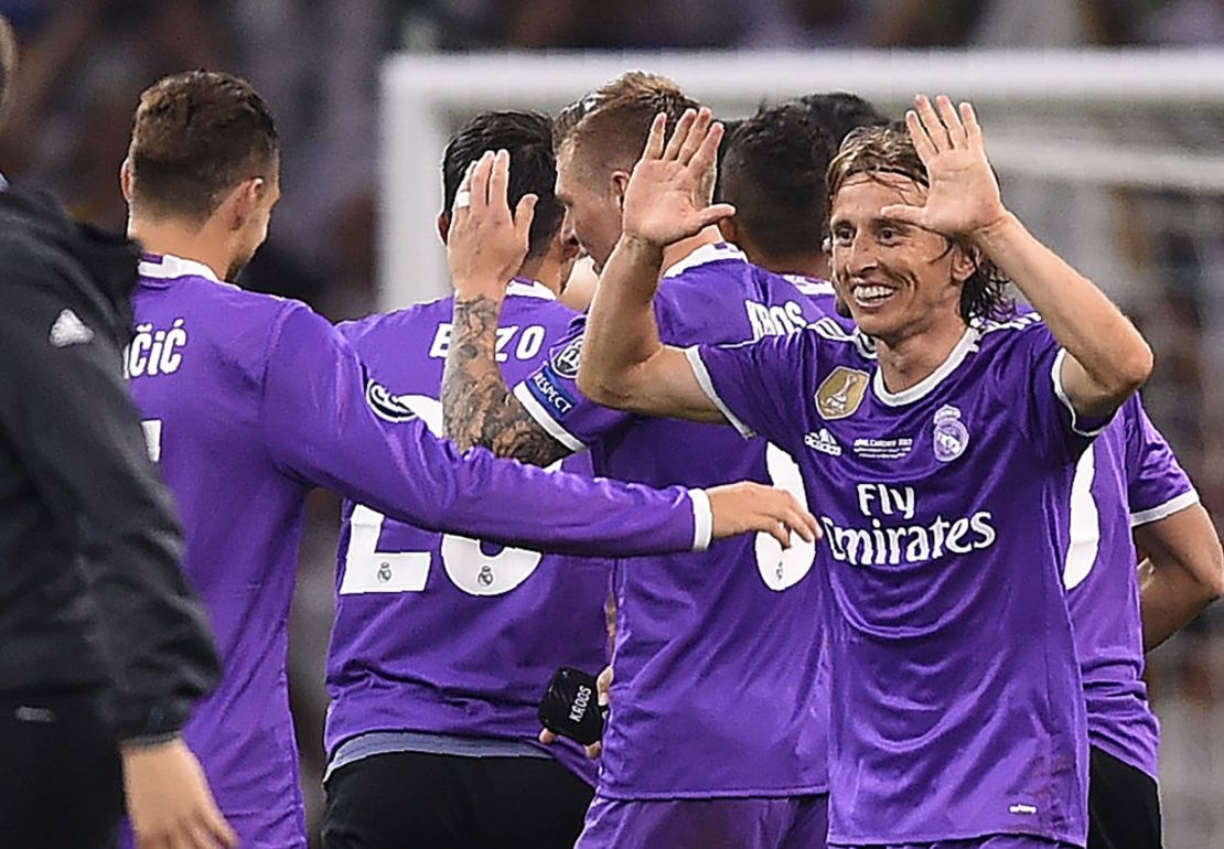 Los jugadores del Real Madrid celebran tras la contundente victora contra la 'Juve'.