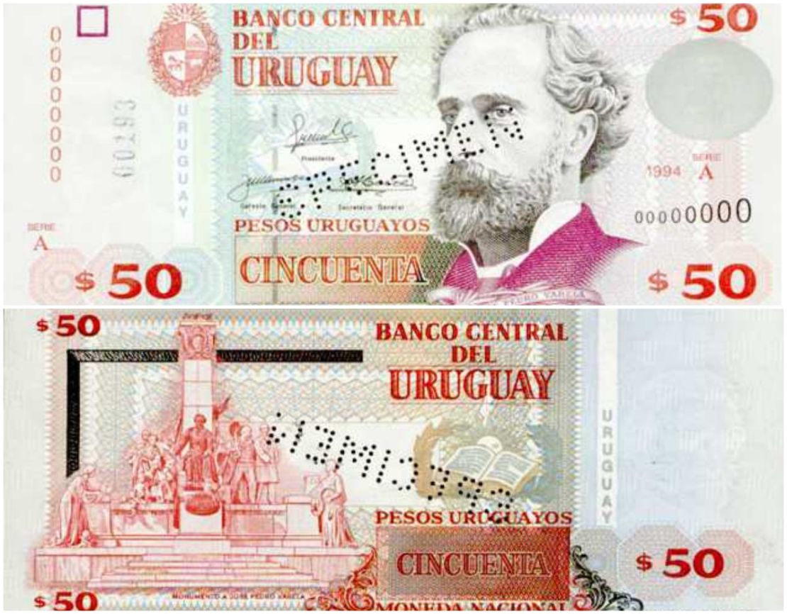 Así luce actualmente el billete de 50 pesos de Uruguay.