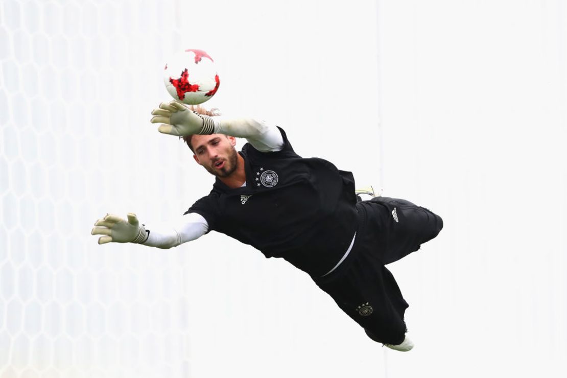 Kevin Trapp durante una práctica del seleccionado alemán.