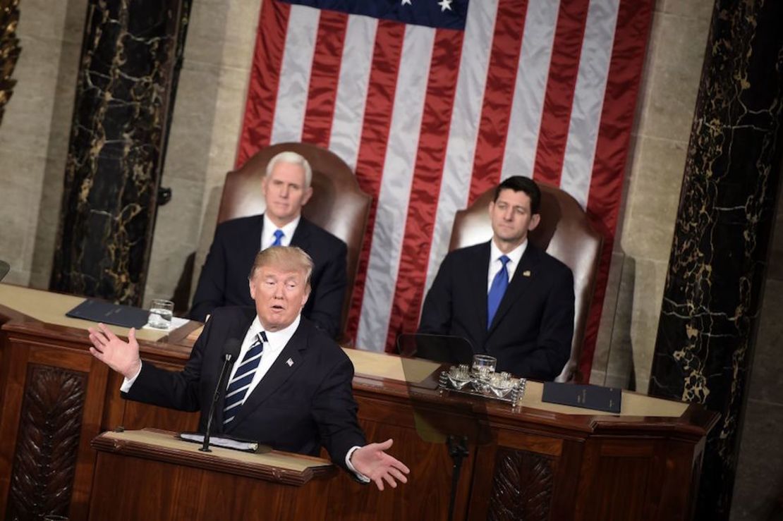 Donald Trump durante su discurso ante el Congreso el 28 de febrero.