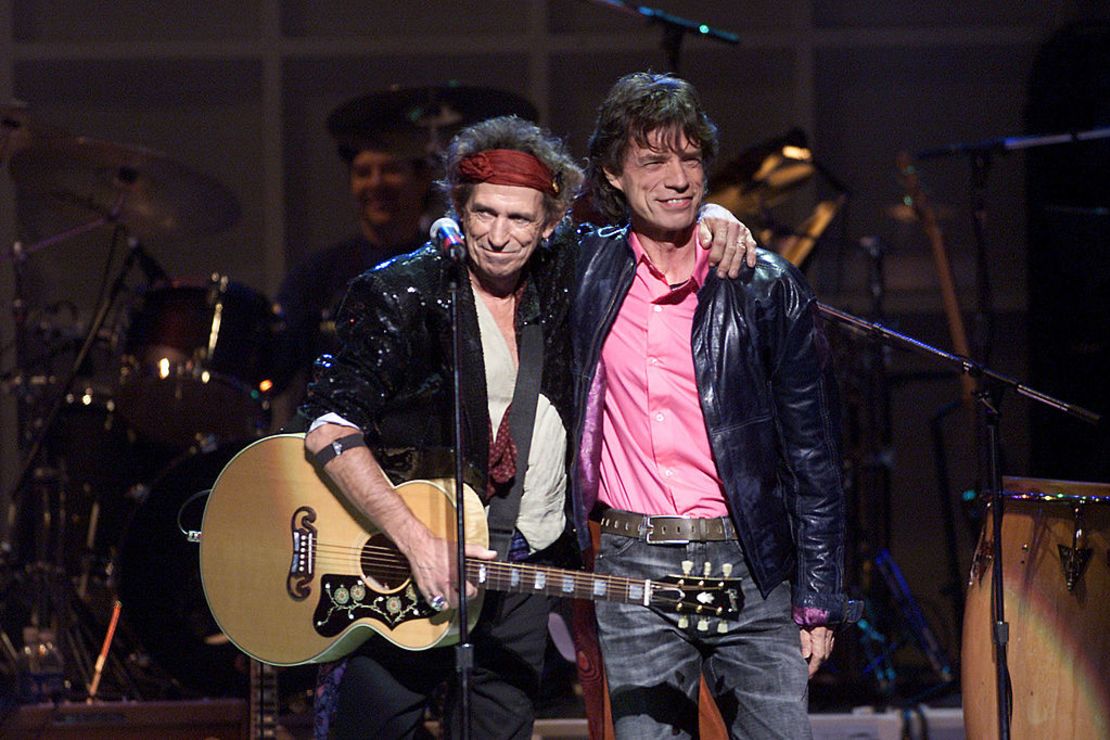 Keith Richards y Mick Jagger de los Rolling Stones durante el Concierto para Nueva York el 20 de octubre del 2001.