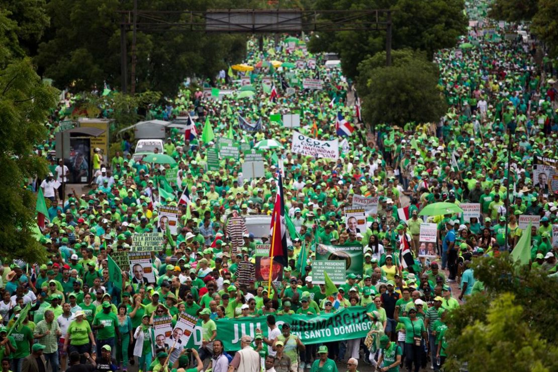 Detalle de la demostración de Marcha Verde en Santo Domingo.