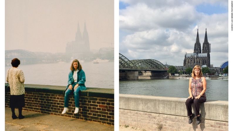 La fotógrafa estadounidense Lisa Werner viajó a Europa 30 años después de que estudió en un colegio alemán y recreó con exactitud 13 de las fotos que se tomó en 1987. Una de las imágenes de su proyecto fotográfico para volver sobre el pasado fue esta, en Colonia (Alemania). Recorre la galería para ver otras fotos.