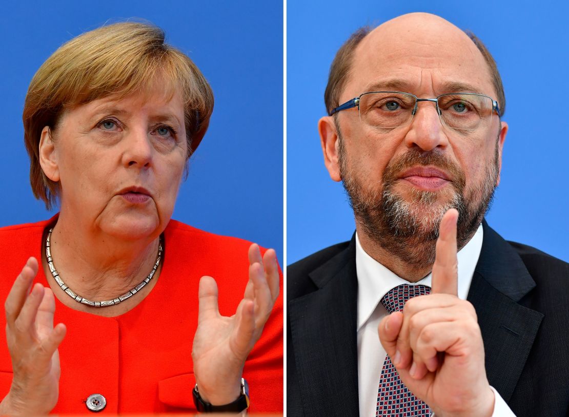 Angela Merkel y Martin Schulz.