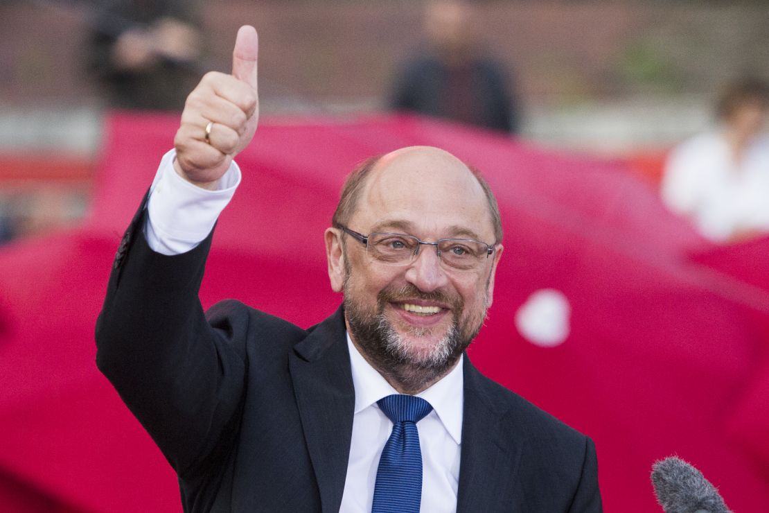 Martin Schulz ensu acto de cierre de campaña en Hamburgo.