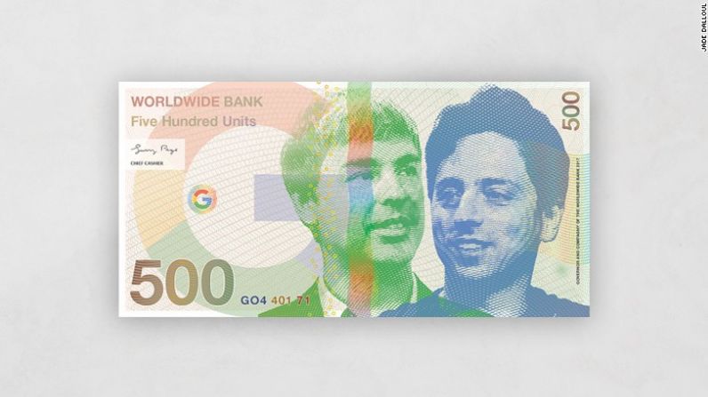 Los fundadores de Google Larry Page y Sergey Brin aparecen en el billete de 500.