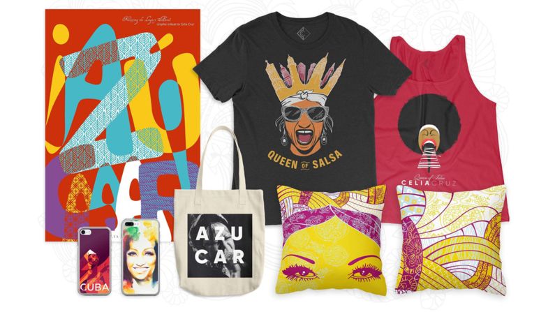 La colección de CeliaCruz.store cuenta con diseños realizados por artistas cubanos.