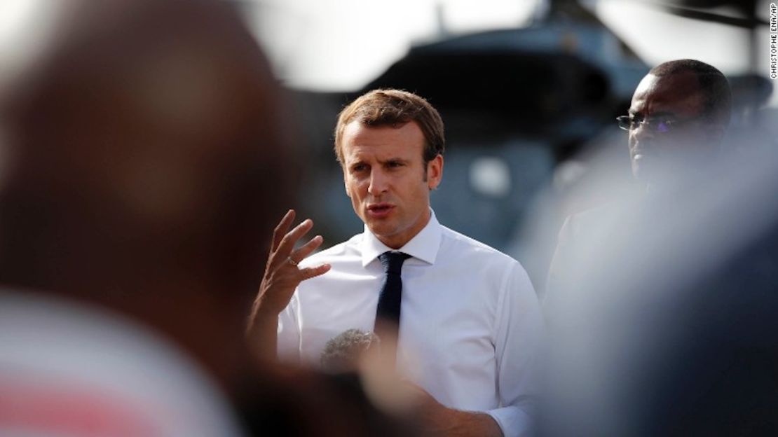 El presidente Emmanuel Macron a su llegada a Guadalupe el 12 de septiembre de 2017.