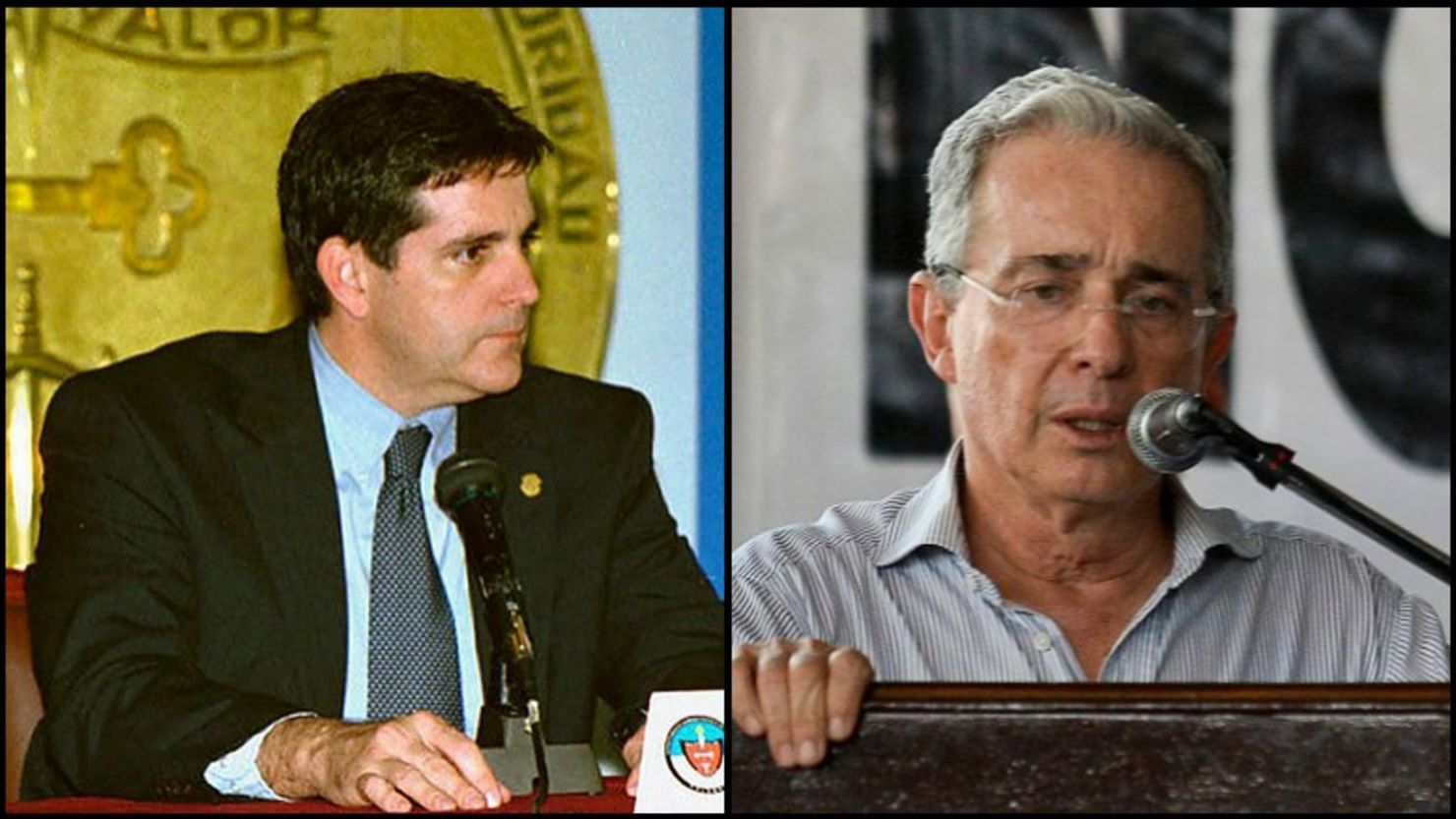 El exdirector del DAS Jorge Noguera (izquierda) fue condenado por interceptaciones ilegales contra periodistas, líderes políticos y defensores de derechos humanos. A la derecha, Álvaro Uribe, contra quien se solicitó una investigación en la Cámara de Representantes.
