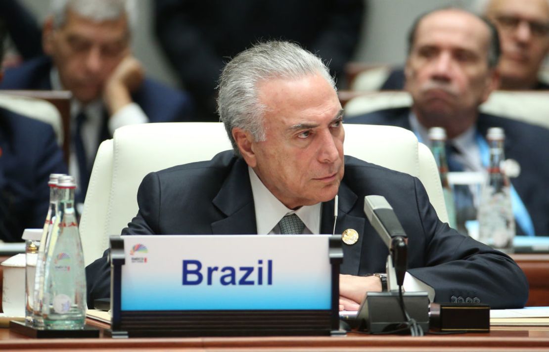 El presidente Michel Temer participa en el Diálogo de mercados emergentes y países en desarrollo, BRICS, en Xiamen, al sureste de la provincia de Fujian en China, el 5 de septiembre de 2017.