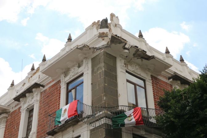 Así quedó esta construcción en Puebla, tras el sismo.