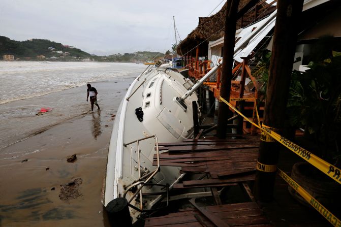 Daños en San Juan del Sur, en Rivas, Nicaragua, el 6 de octubre por el paso de la tormenta tropical Nate.