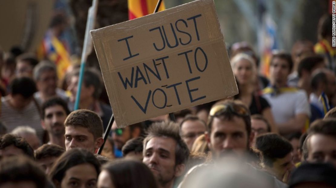 Una manifestación a favor del referéndum independentista en Cataluña.