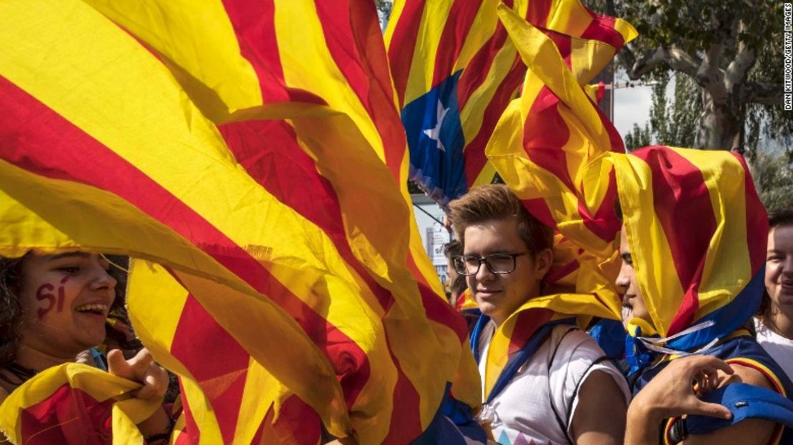 Manifestantes a favor de la independencia de Cataluña.