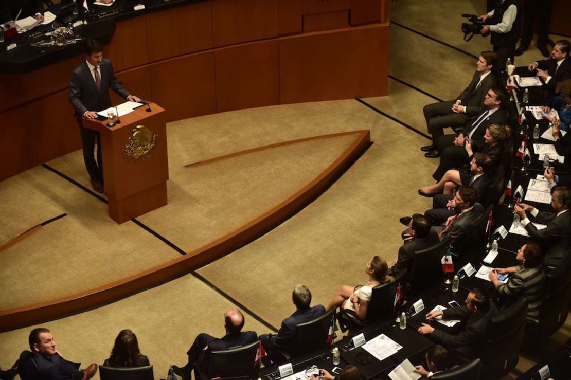 El primer ministro de Canadá, Justin Trudeau, dio un discurso ante el Senado mexicano.