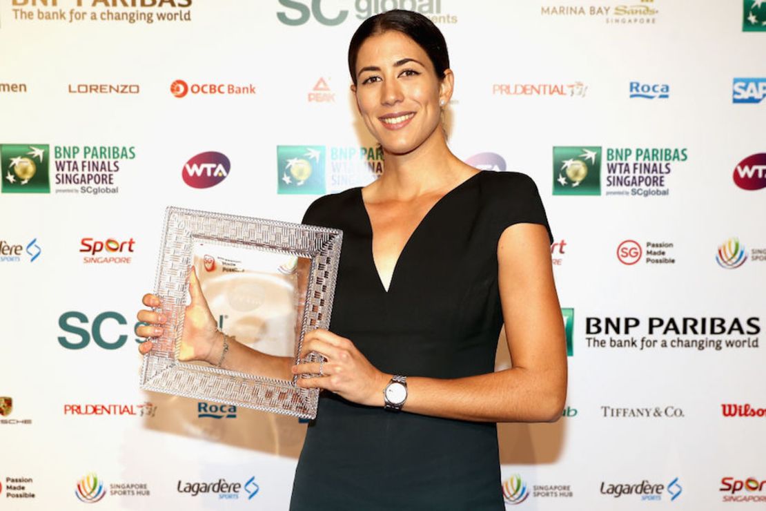 Garbiñe Muguruza recibió el premio de Jugadora del Año de la WTA en una ceremonia en Singapur.