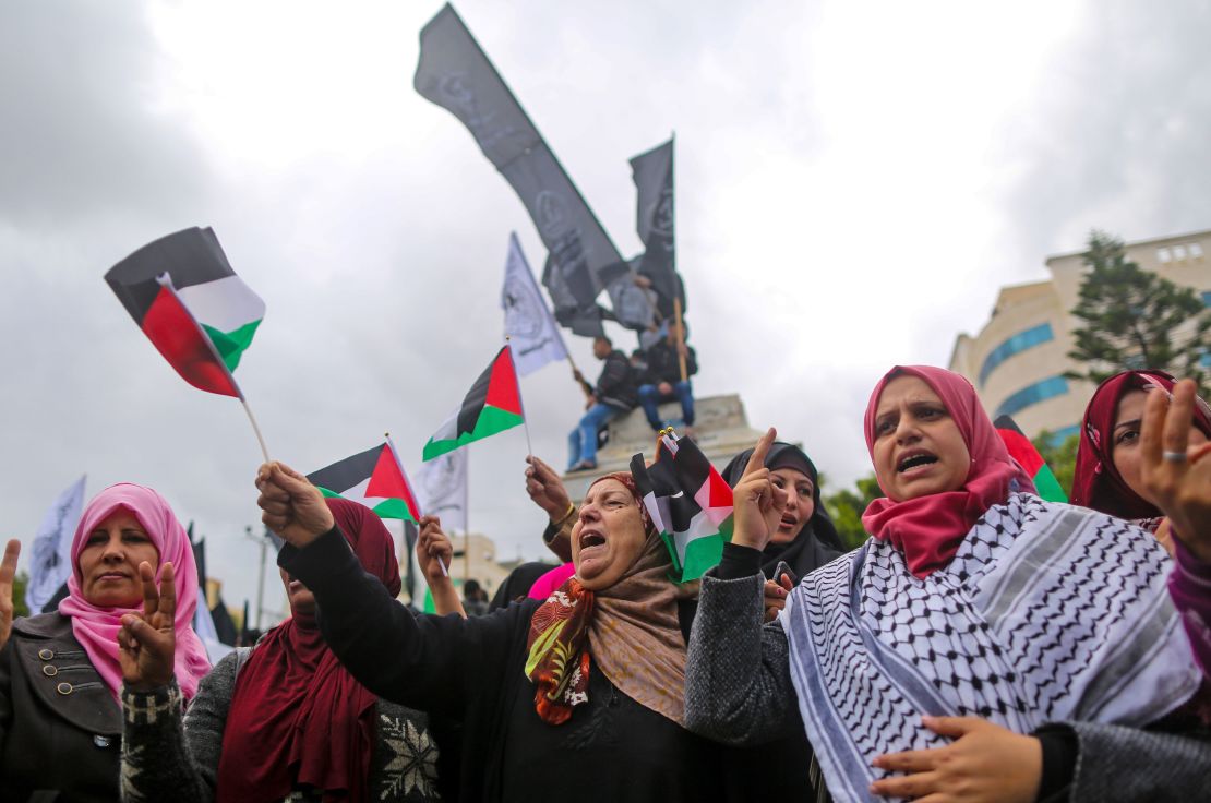 Protestas de mujeres palestinas en Gaza en diciembre de 2017.