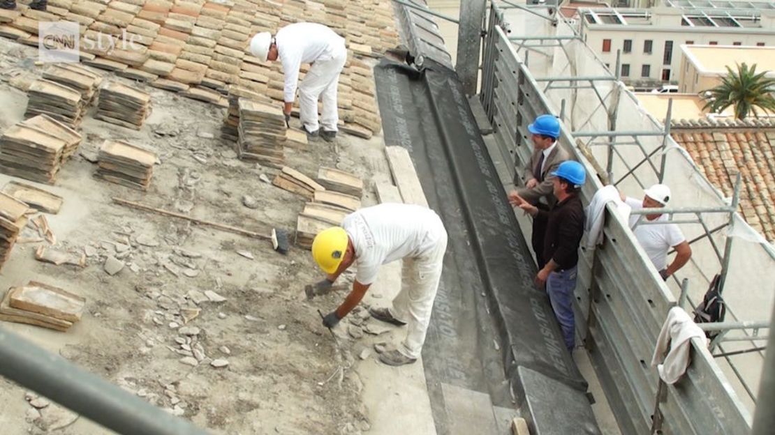 Obras en el Palacio Belvedere del Vaticano.