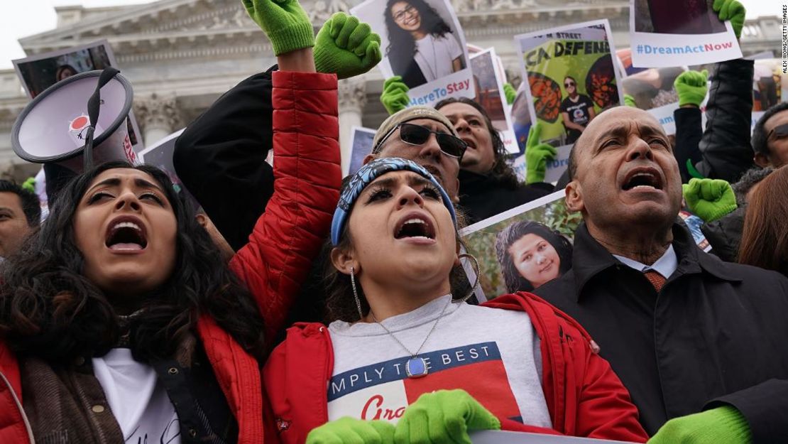 Manifestantes a favor del DACA, en Washington.