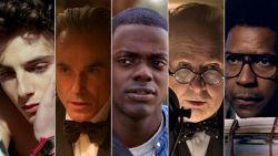 Timothée Chalamet-Call Me by Your Name; Daniel Day-Lewis-Phantom Thread; Daniel Kaluuya-Get Out; Gary Oldman-Darkest Hour; Denzel Washington-Roman J. Israel, Esq.