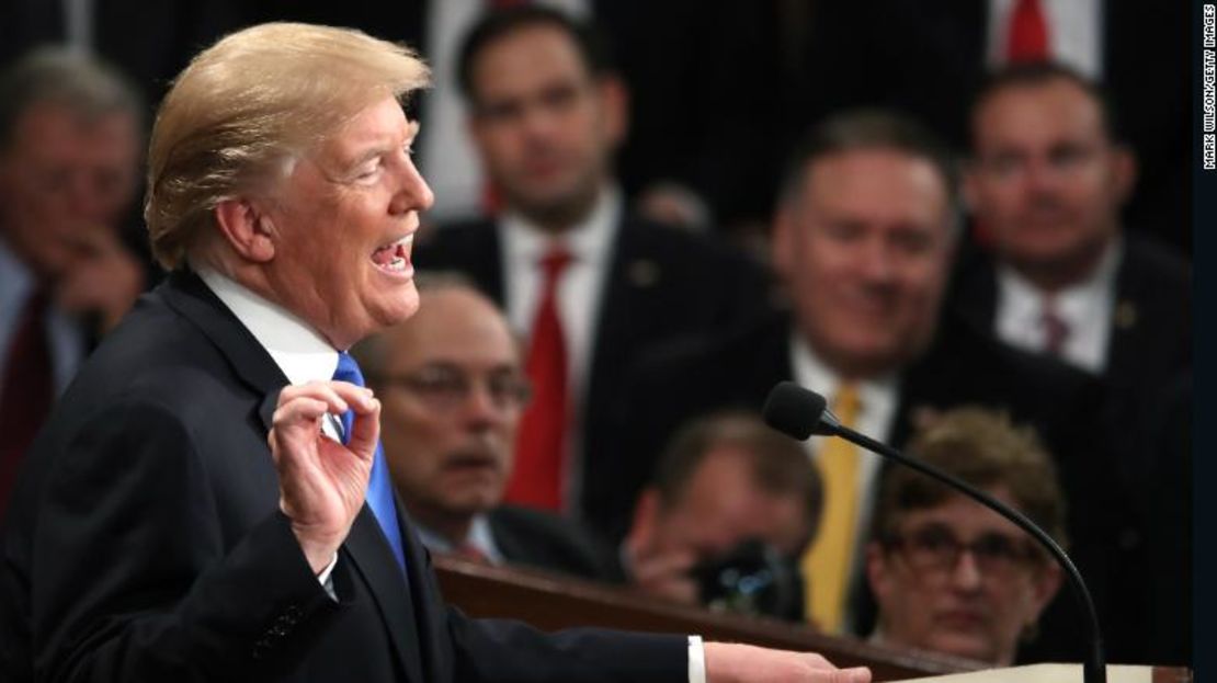 Donald Trump, durante el discurso del Estado de la Unión.