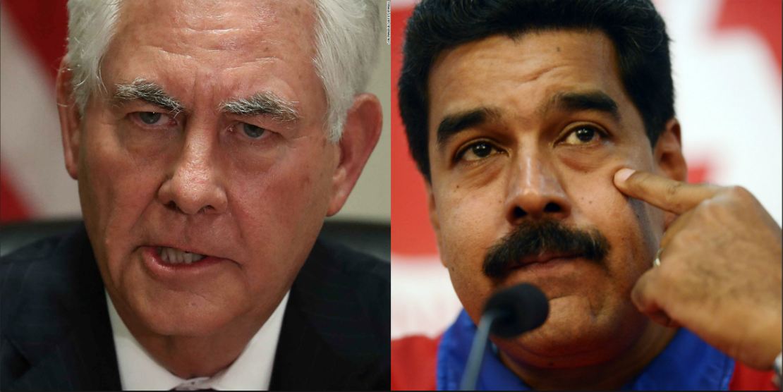 Rex Tillerson, secretario de Estado de EE.UU., y Nicolás Maduro, presidente de Venezuela