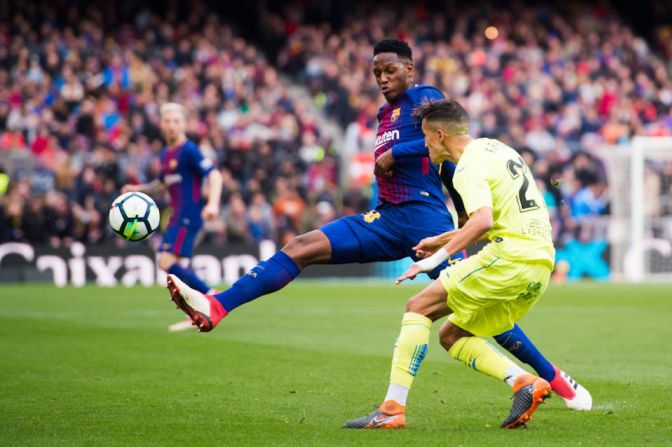 El encuentro contra el Getafe por la Liga española de fútbol fue también el estreno del colombiano en el estadio de su equipo, el Camp Nou.