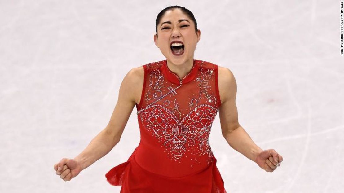 La atleta estadounidense Mirai Nagasu compite en el equipo de patinaje artístico de los Juegos de Invierno 2018 Pyeongchang, en el Gangneung Ice Arena.