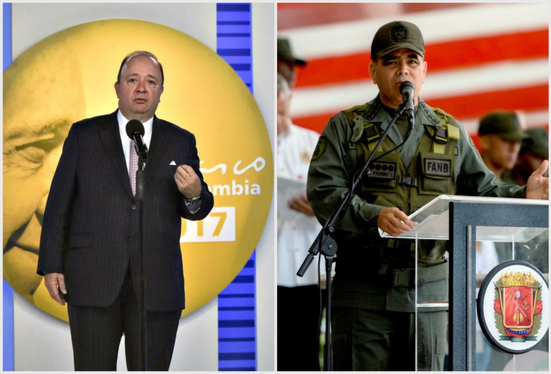 El ministro de Defensa de Colombia, Luis Carlos Villegas a la derecha y su homólogo venezolano, Vladimir Padrino López.