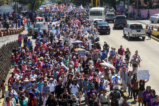 Manifestación por el día de la Mujer en El Salvador.