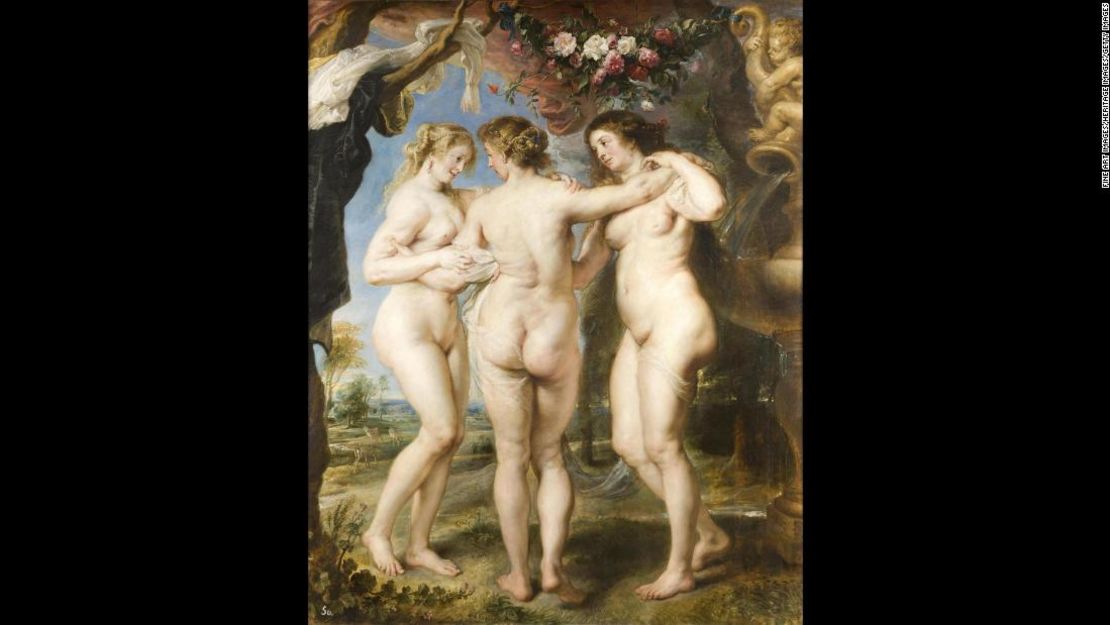 Las tres gracias, de Plablo Rubens (1635). la pintura es parte de la colección del Museo del Prado, Madrid.