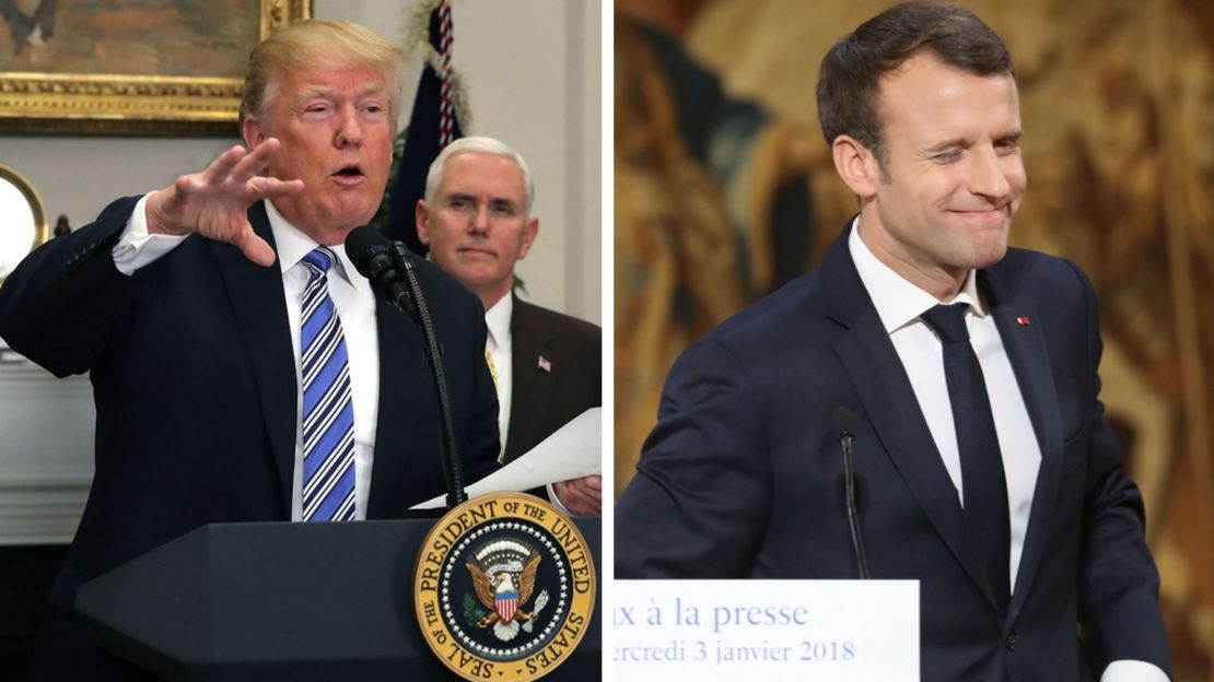 Donald Trump y Emmanuel Macron, en fotos de archivo.