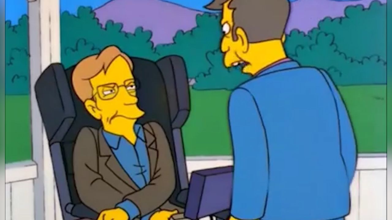 Stephen Hawking representado en Los Simpsons.