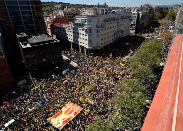 Miles de personas, 315.000 según la Guardia Urbana de Barcelona, participaron en la manifestación.