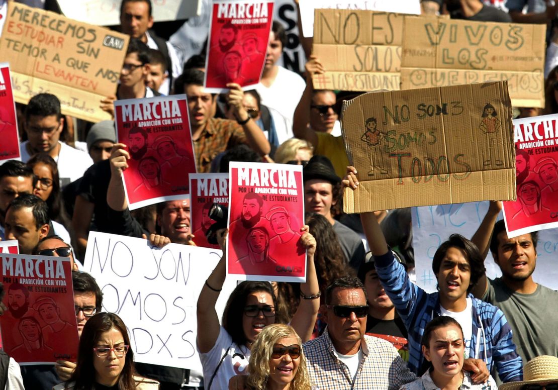 Manifestación tras la desaparición de estudiantes de cine en Jalisco, México. 22 de marzo de 2018.