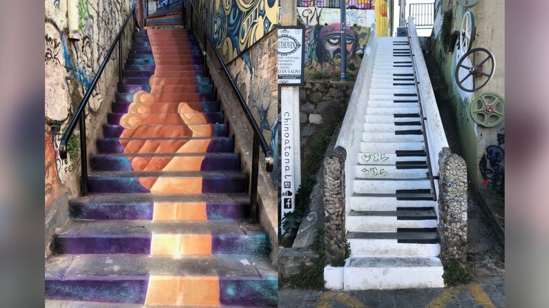 Las escaleras son un lienzo de arte para diversos artistas callejeros.