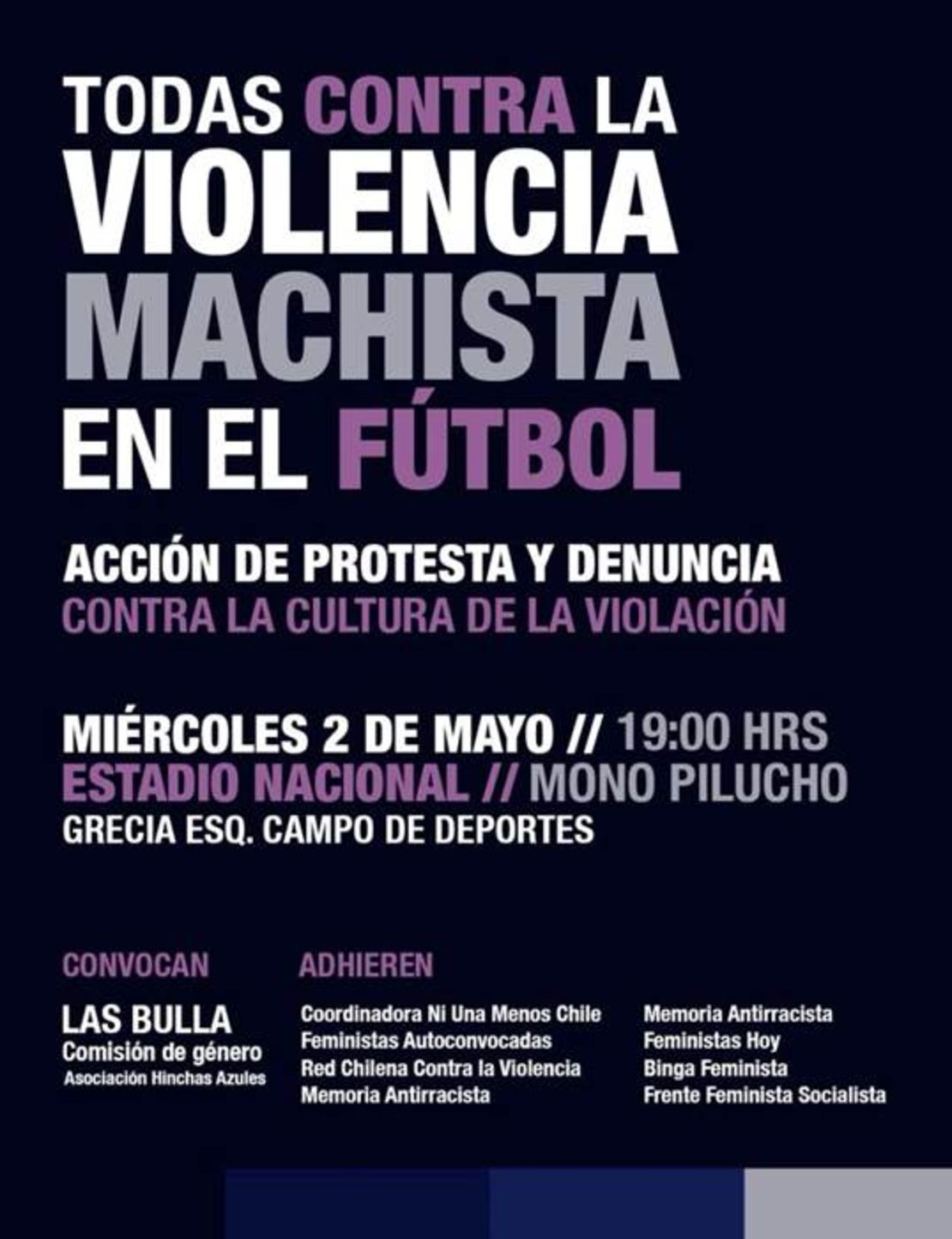 Convocatoria para la manifestación contra la violencia machista en Chile