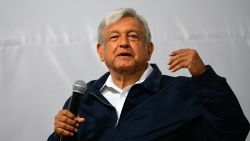 Mexico's presidential candidate for the MORENA party, Andres Manuel Lopez Obrador, speaks during a conference on "Peace and Justice in Mexico" in Mexico City, on May 08, 2018. (Photo by RONALDO SCHEMIDT / AFP)