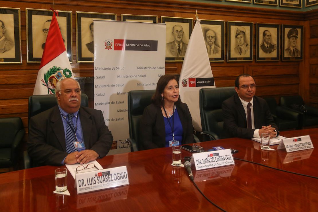 La viceministra de Salud de Perú, María del Carmen Calle, durante una conferencia de prensa sobre la alerta sanitaria por casos de Guillain-Barré.