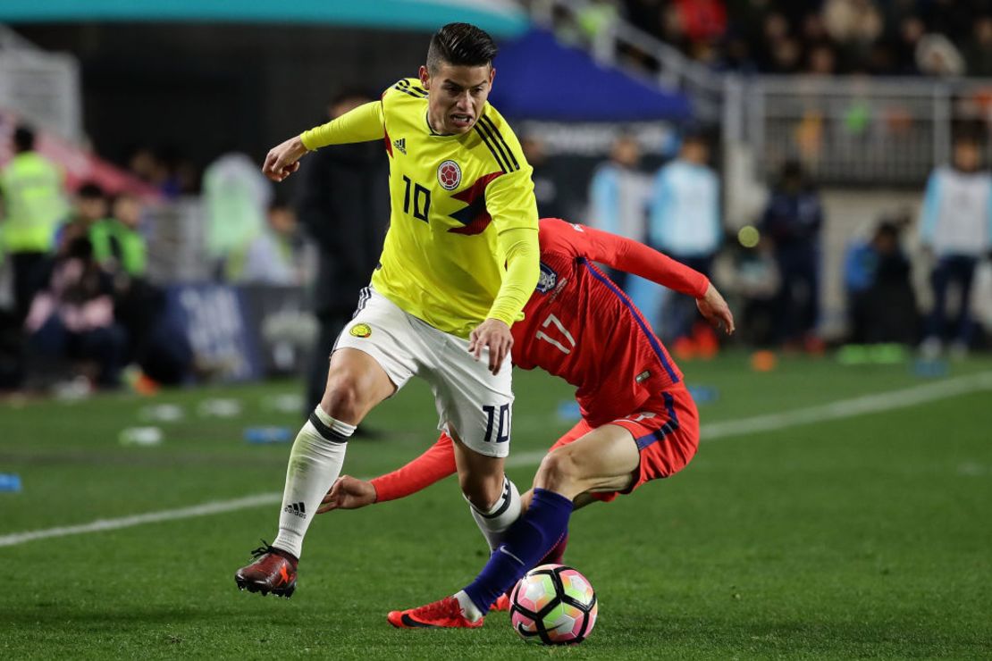 James Rodríguez en un partido contra Corea del Sur.