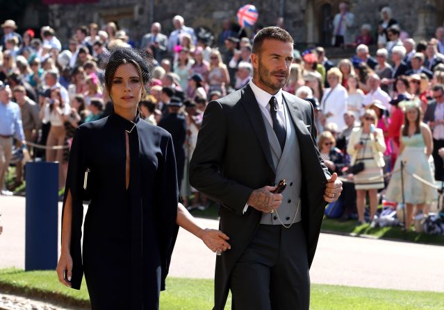 Victoria Beckham y David Beckham en una imagen a su llegada a Windsor.